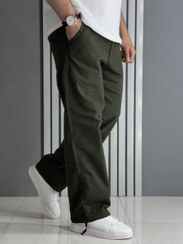 تصویر شلوار مردانه بگ کتان سبز 