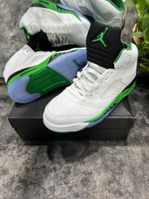 تصویر نایک ایرجردن ۵ سفید سبز Nike air jordan 5 white green 