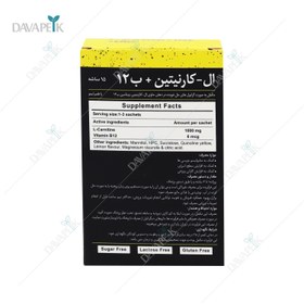 تصویر ساشه ال کارنیتین 1000 و ویتامین B12 بنیان سلامت کسری BSK Nutrition L Carnitine 1000 mg and B12 15 Sachets