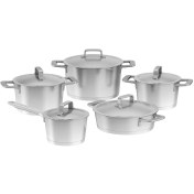 تصویر سرویس قابلمه ده پارچه استیل برگهف مدل dina metaکد 1315155 BergHOFF DiNA Meta 10pc Recycled 18/10 Stainless Steel Cookware Set