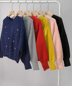 تصویر بافت مروارید دوزی - قرمز 