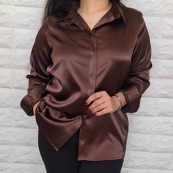 تصویر شومیز ساتن قهوه‌ای 