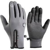 تصویر دستکش موتور سواری ویند استاپر طرح اسپرت رنگ طوسی 