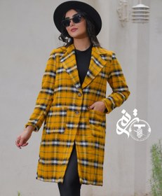 تصویر پالتو چهارخونه پارچه ترک مدل مارال 7075 کپی - سایز Maral 7075 Turkish fabric checkered coat