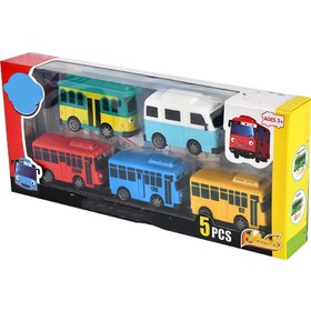 تصویر ست اسباب بازی مینی بوس کودک مدل ماشین کشیدنی ۵ تکه برند general Mini Bus Children's Toy Set Model Pull-Back Car 5 Piece