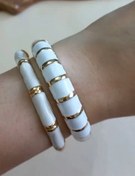 تصویر بنگل مینا کاری سفید رنگ - مدل 