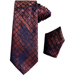 تصویر کراوات مردانه طرح لانه زنبوری مسی | R&R 