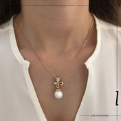 تصویر گردنبند پروانه مروارید آویز 