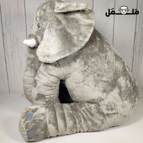 تصویر عروسک طرح فیل بالشتی مدل mommy elephant ارتفاع 60 سانتی متر خاکستری عروسک مدل mommy elephant