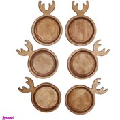 تصویر سرویس 6 عددی زیرلیوان چوبی گوزنی P15 