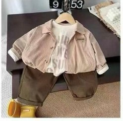 تصویر سه تیکه کبریتی پسرانه - قهوه ای / ۳سال 