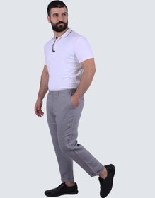 تصویر شلوار رسمی مردانه با برش مستقیم از کتان در رنگ خاکستری روشن برند selected Men's Formal Straight Linen Pants in Light Grey