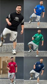 تصویر ست تیشرت و شلوارک مردانه پسرانه سایز XL رنگ آبی شالی 