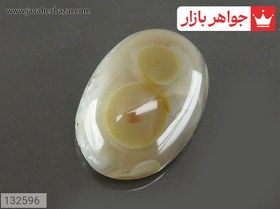 تصویر نگین عقیق باباقوری هندی دوچشم زیبا کد 132596 