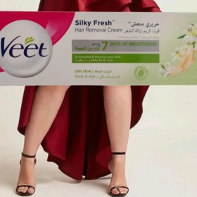 تصویر کرم موبر ویت Veetمدل شی باتر و گل زنبق Silky Fresh حجم 100 میل 