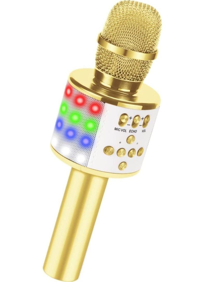 خرید و قیمت Toy Microphone for Kids, Handheld Wireless Bluetooth Microphone  for Adults with LED Lights Portable Karaoke Mic Speaker Player Recorder  Machine for Birthday Home Party Gold