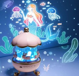 تصویر چراغ خواب کودک با طراحی شهربازی شارژی موزیکال و دارای ۱۲ جلوه نوری نگاتیو 