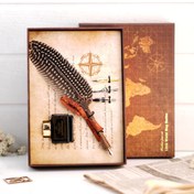 تصویر ست کالیگرافی قلم پر بوقلمون 