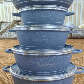 تصویر سرویس قابلمه گرانیت ۱۰ پارچه دسینی Granite cast iron pot service, 10 Dessini fabrics