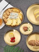 تصویر بشقاب استیل طلایی قطر۲۶ 