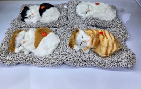تصویر گربه ناز خوابیده روی تشک موزیکال (سایز 
