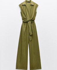 تصویر اورال LINEN BLEND KNOTTED WIDE-LEG JUMPSUIT برند زارا 