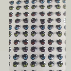 تصویر چشم رزینی مژه دار ارتفاع 5 میل هر بسته شامل 5 جفت رنگها رندوم 
