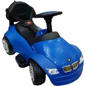 تصویر ماشین شارژی بی ام و (bmw) دارای کمربند ایمنی و چراغ جلویی رنگ آبی - آبی 