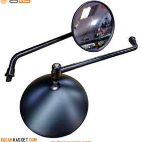 تصویر آینه موتور سیکلت فلزی مشکی | پایه بلند blk کد42 Black metal motorcycle mirror Long base blk code 42