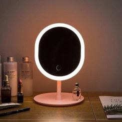 تصویر آینه آرایشی لمسی LED دار گرد سفید ۳ حالته 