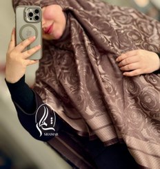 تصویر روسری نخ ژاکارد اصل طرح رز 