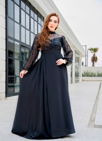 تصویر لباس مجلسی زنانه ماکسی برلیان سایز ۳۸ تا ۵۲ رنگ مشکی و سبز 