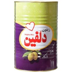 تصویر زیتون پرورده ویژه 4 کیلویی حلب دلفین – ترکیب زیتون ممتاز با رب انار و سبزیجات معطر Premium Olive Paste 4kg Dolphin Tin – Marinated Olives with Pomegranate and Herbs
