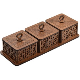 تصویر قندان چوبی مدل یاس 