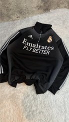 تصویر سویشرت ورزشی نیم زیپ رئال داخل کلکی رنگ مشکی 