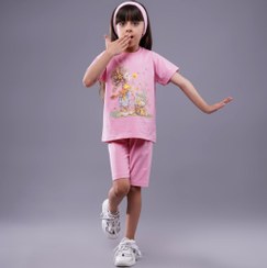 تصویر ست تیشرت و شلوارک دخترانه نخ پنبه طرح دختر برند کندو candoo