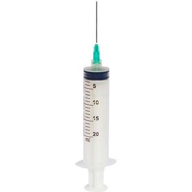 تصویر سرنگ ۲۰ سی سی پیستون دار لوئرلاک وی مد V-med luerlock syringe With Piston 20cc