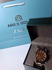 تصویر ساعت مردانه برند آریس گلد اورجینال فول دیت ۴۲۰۸G Aries Gold