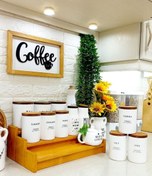 تصویر استند چوبی سه‌پله قهوه و ادویه 