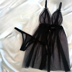 تصویر لباس خواب کاپ گرد جلوباز سایز ۳۲ تا ۵۰ رنگ مشکی 