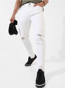 تصویر شلوار جین مردانه کلاسیک سفید با فیت معمولی برند campus sutra Men's Classic Solid White Regular Fit Denim Jeans