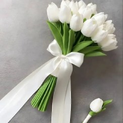 تصویر دسته گل عروس مدل گل لاله 