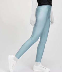 تصویر لگینگ زنانه ورزشی کمر پهن مدل 24035 آبی روشن براق آگی 