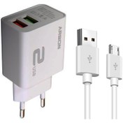 تصویر شارژر دیواری آرسون مدل AN-27 به همراه کابل تبدیل MicroUSB 