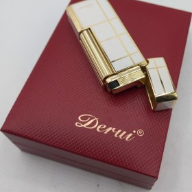 تصویر فندک دروی اسلیمی گازی شطرنجی سفید Derui