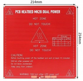 تصویر هیت بد ۲۱۴*۲۱۴ (PCB Heatbed) مدل MK2B Dual Power همراه ترمیستور و سیم تغذیه 