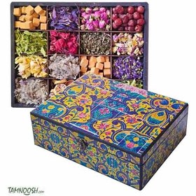 تصویر جعبه چای و دمنوش 24*30 طرح کهربا (حاوی دمنوش) 