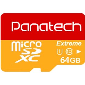 تصویر کارت حافظه‌ microSDXC پاناتک مدل Extreme کلاس 10 استاندارد UHS-I U1 سرعت 30MBps ظرفیت 64 گیگابایت Panatech Class10 UHS-I U1 30MBps microSDHC With Adapter - 64GB