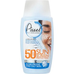 تصویر کرم ضد آفتاب بی رنگ پیکسل مناسب پوست های چرب جوشدار و مختلط Spf50 Pixxle Sunscreen no color Cream For Acne Prone And Oily Skin 50ml