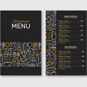 تصویر منو رستوران و کافی شاپ – Restaurant menu black and yellow 